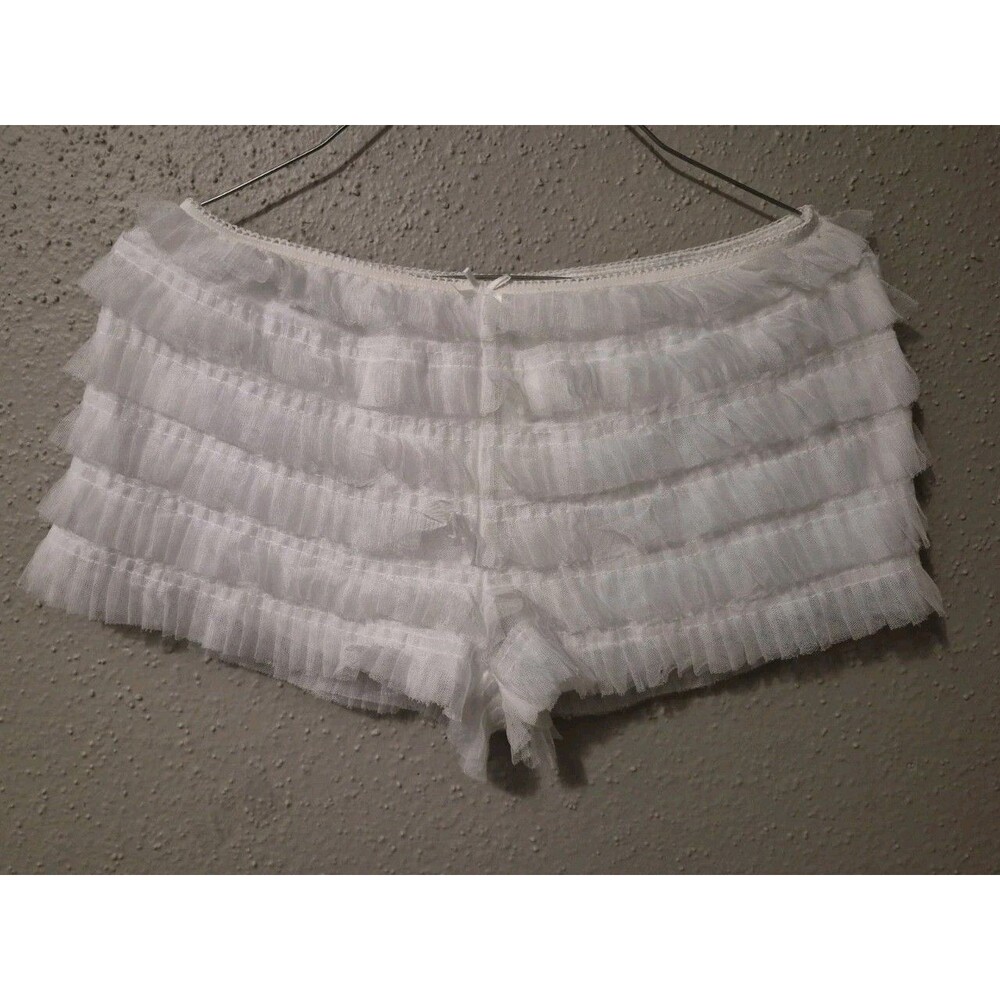 Kimchi Blue M White Ruffle Coquette Micro Bloomers Shorts Layered Festival